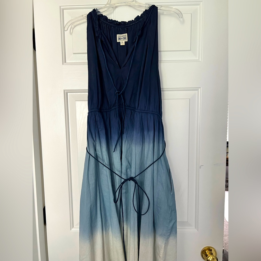 Blue ombré sleeveless dress 100% cotton